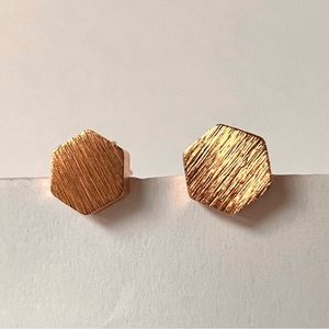 Hexagon Rose Gold Tone Textured Minimalist Stud Earrings Modcloth